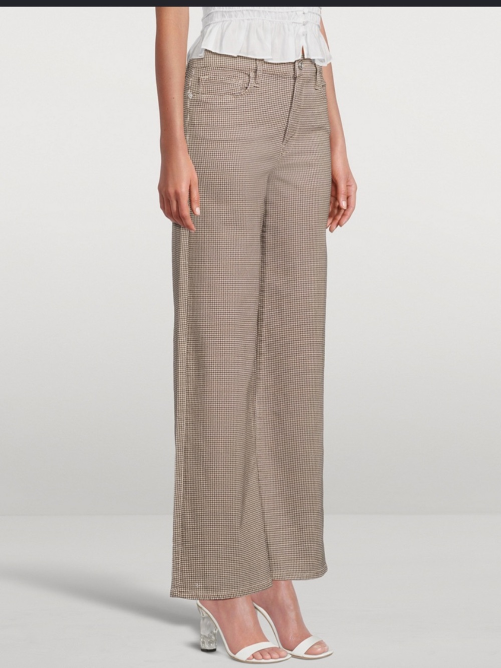 Frame Houndstooth Le Slim Palazzo Pants Size 29 Cotton Blend